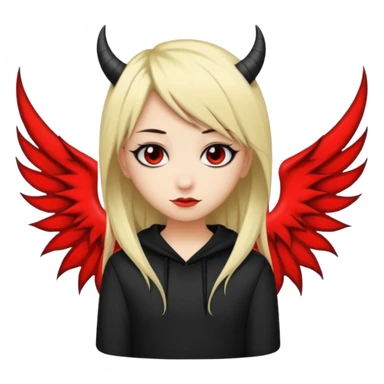 A black and blonde haired girl with a devils wing and tail and she's emo sticker
