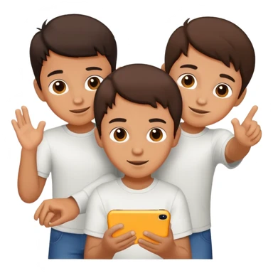 Three young brunette brothers playing together  sticker