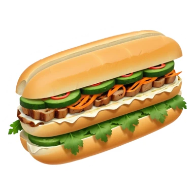 make it cute, chibitraditional banh mi with char grilled pork


    Very crusty baguette

    Mayo 

    Pickled carrot 

    Cucumber, coriander/cilantro, green onion, chilli 
 sticker