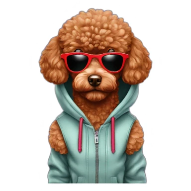 Cool red toy poodle with sunglasses and hoodie sticker