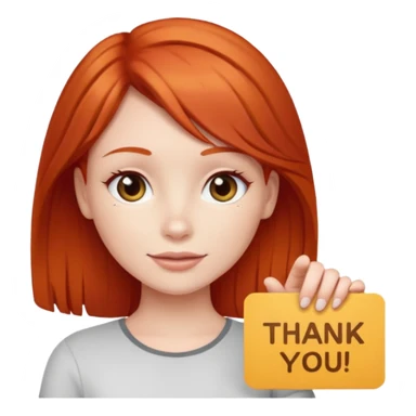 Red head girl holding sing that says thank you sticker