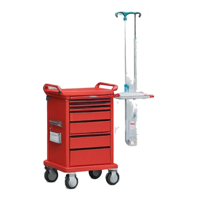 Singular Red medical crash cart is a mobile, multi-drawer unit designed to store and organize emergency medical supplies and equipment sticker