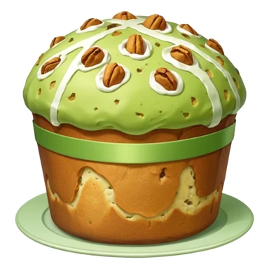 pistacchio panettone con glassa al pistacchio con la carta da panettone intorno in basso sticker