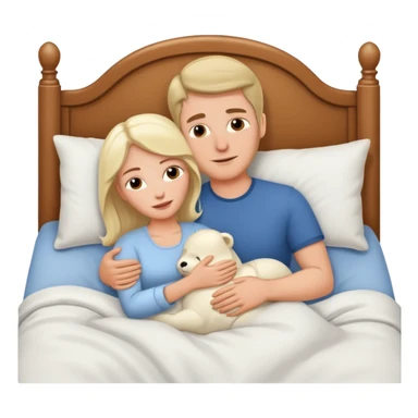 White man and white lady in bed cuddling  sticker