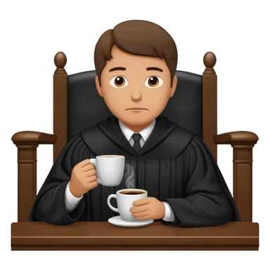 Sleepy judge sipping coffee in court sticker
