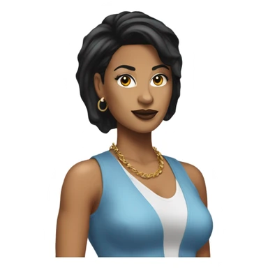 Tanned woman with black hair dressed in 1990s hip hop hair, makeup, and attire  sticker