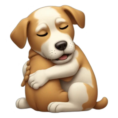 A dog hugging his dead self sticker