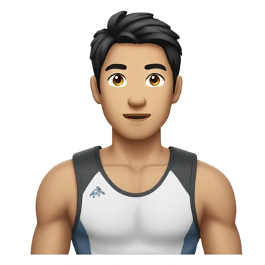 young asian man with no beard or mustache, athletic clothes, black hair, full body sticker