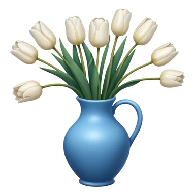 White tulips Flowers in a blue vase sticker