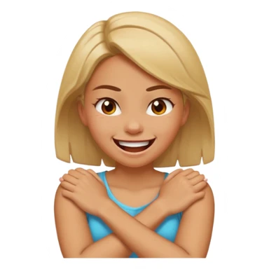 Arms crossed around neck angry girl laughing  sticker