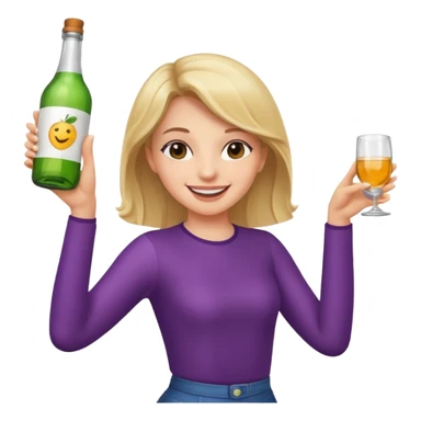 Girl dancing with a bottle sticker