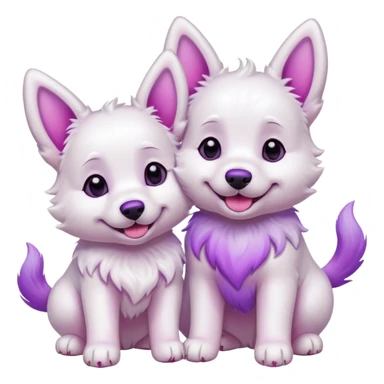 two white dogs with pink and purple dyed ears and paws sticker