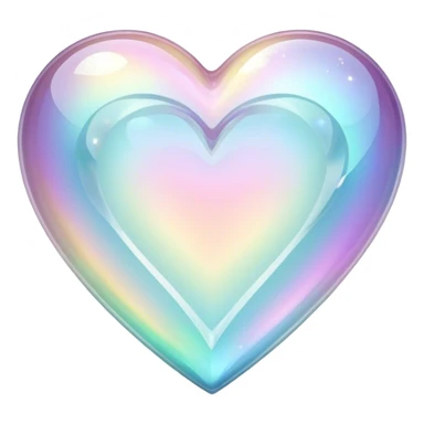 Sparkly glossy Pastel iridescent glass crystal glass heart sticker