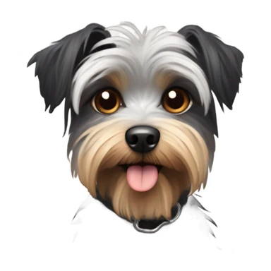 super old crusty scraggly black brown and a little bit of gray dog that’s super ugly and old yorkshire terrier and maltese mix that’s a sticker