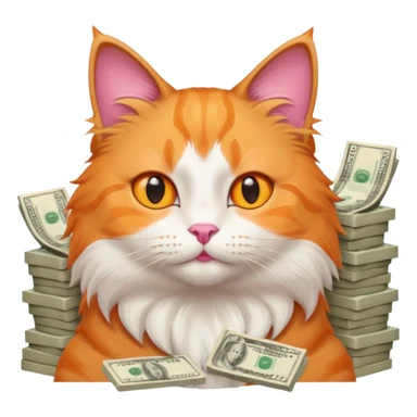 Cute cat surrounded by money sticker
