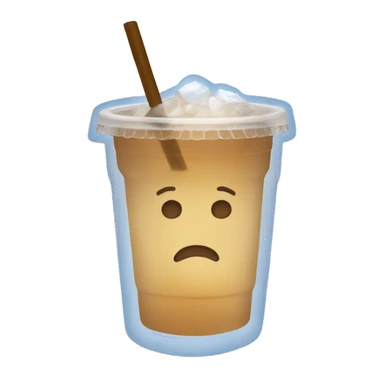 Clear tumblr cup with light brown drink and ice sticker