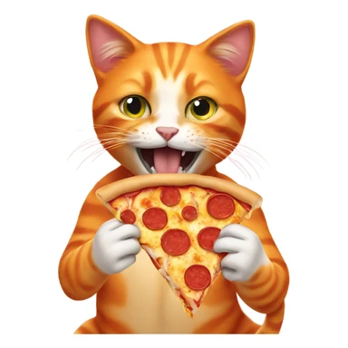 Orange cat eating pizza sticker