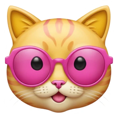 make a yellow circle face emoji with diva sun glasses that are like bright pink cat eye and like long lashes and the hand tilting the sunglaggeses dsown sticker