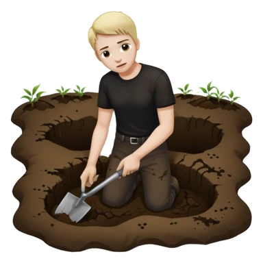 A person digging a grave sticker