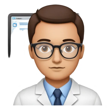 data scientist with glasses analyzing information sticker
