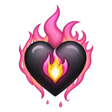 black heart with pink flame sticker