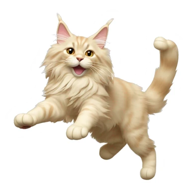 cream coloured maine coon doing a cartwheel sticker