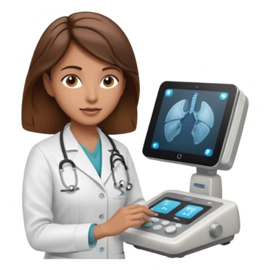 brown haired female doctor adjusting knobs on an ultrasound machine sticker