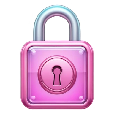 Holographic and glassmorphic pink lock sticker