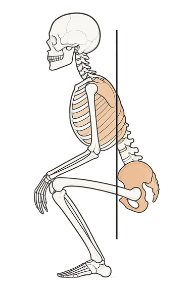 Allineamento visto anatomicamente durante uno squat tra bacino e torace sticker