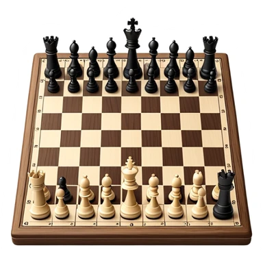 A chessboard with a few strategically placed pieces, including a king, queen, and pawns. The scene highlights the classic black and white squares of the board, emphasizing strategy and thoughtfulness in the game of chess. sticker