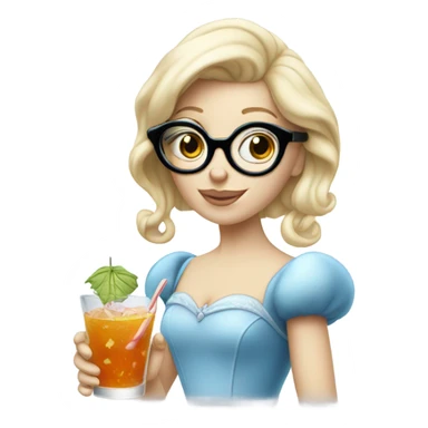Pale Cinderella wearing glasses drinking a cocktail  sticker