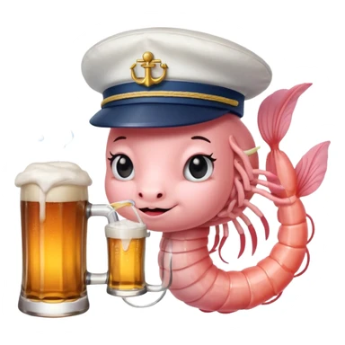 Genérame un camarón con tu tarro en mano de cerveza moderna, asomándose or un costado con cara de curiosidad  sticker