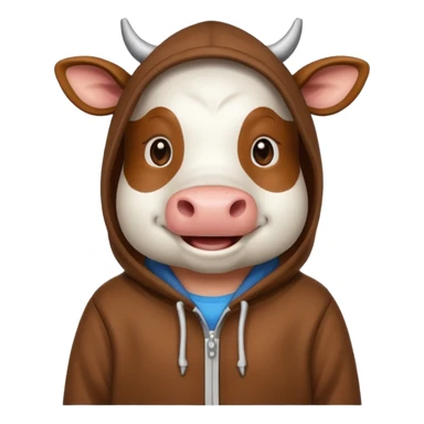 Cow wearing hoodie sticker