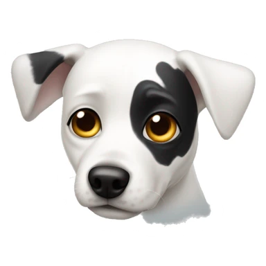 White Dog with black patches covering eyes and standing up ears sticker
