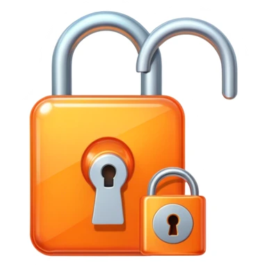 Holographic and glassmorphic orange lock sticker