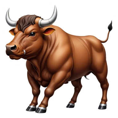 Cinematic Realistic depiction of a powerful Spanish charging bull, rendered with dynamic muscle definition and detailed, textured hide, set against a dramatic backdrop with intense, action-packed lighting sticker