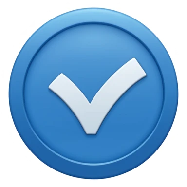 a white check mark inside a solid blue circle or rounded square. sticker