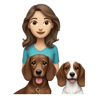 Brown haired woman with tri merle long haired dachshund sticker