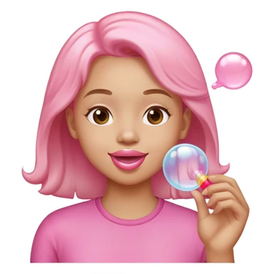 blowing a bubble gum sticker