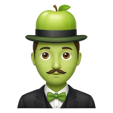 Magritte “the son of man” with green apple instead of head sticker