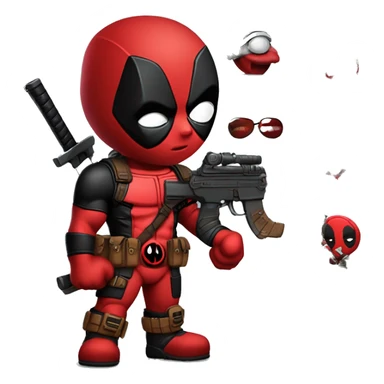 deadpool kıyafeti giymiş ebonivon sticker