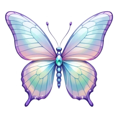 Pastel white iridescent glass crystal butterfly sticker