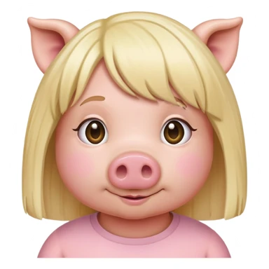 Pig wearing a wig sticker