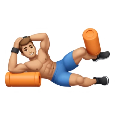 buff guy lying lats down on foam-roller sticker