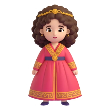 Beautiful Greek character with big puffy curly hair wearing cute traditional clothing sticker