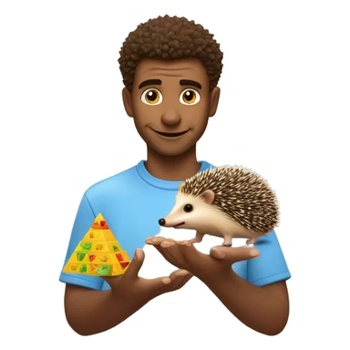 Hedgehog with a children's toy pyramid in his hands sticker