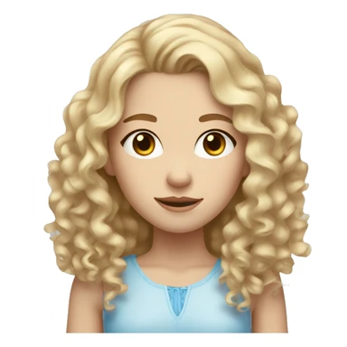 A pale-skinned girl with curly brown hair that turns into blond by a gradient, this girl also has blue eyes sticker
