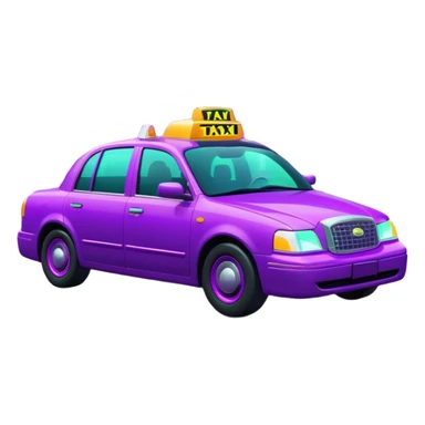 a purple neon taxi driving in a  purple and green neon city  sticker