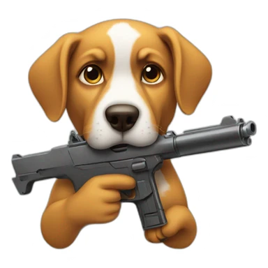 Dog with a gun sticker