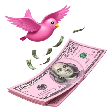 pink money flying  sticker